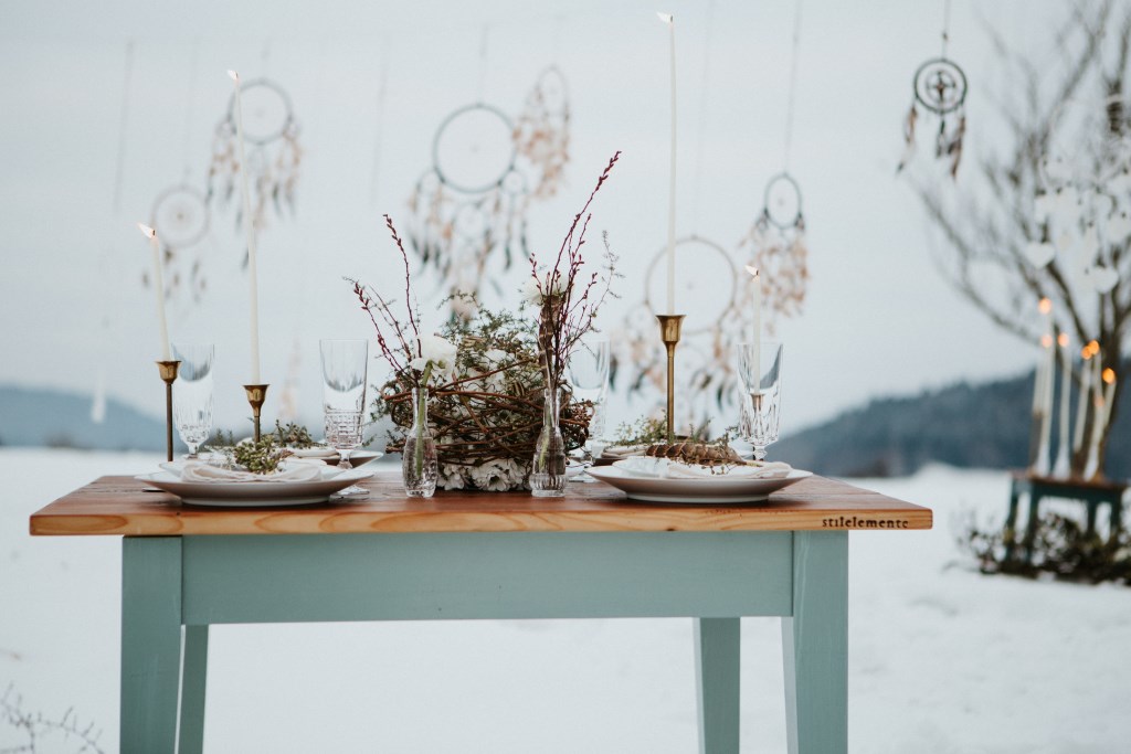 Winterhochzeit Tischdekoration