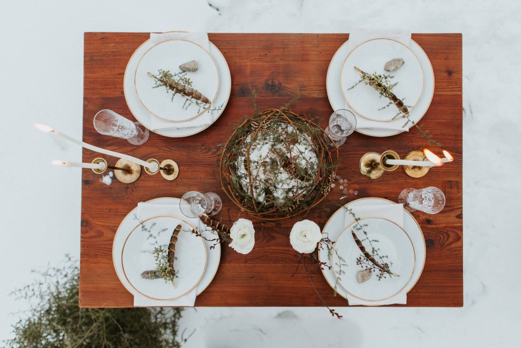 Winterhochzeit Tischdeko