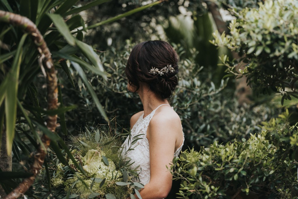 Braut Melanie mit Headpiece