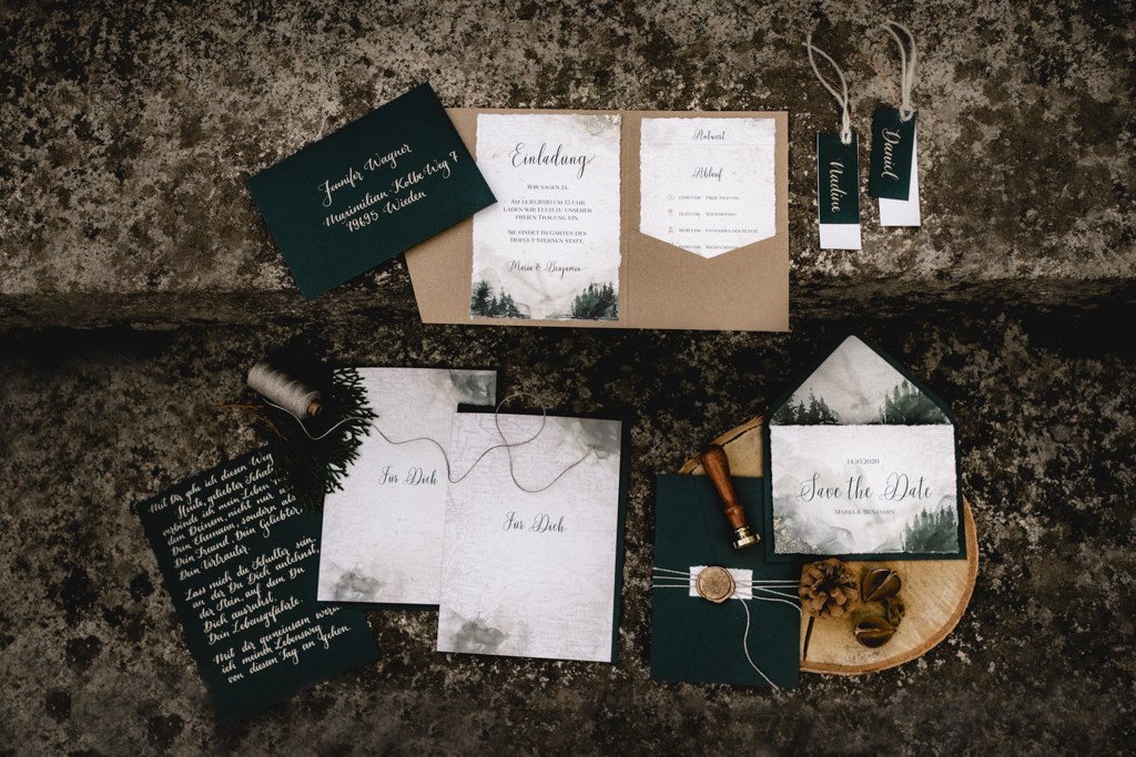 Hochzeitspapeterie mit Schwarzwald Motiv